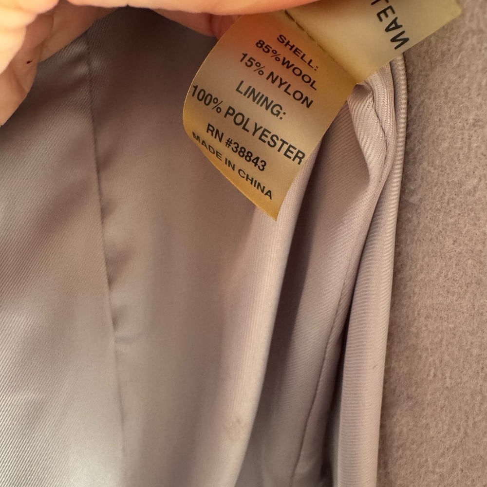 Wool Peacoat Double Breasted Taupe Gray Minimalist Coat – Tahari - Picture 10 of 10